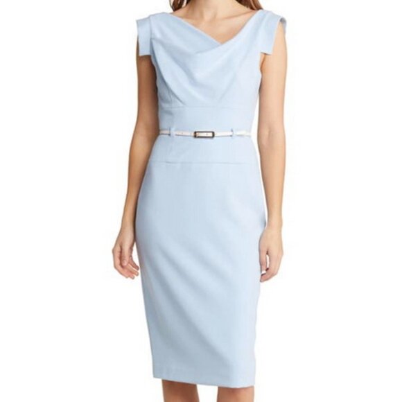Black Halo Maliblue Blue Jackie O Sheath Dress *Less Belt* - Picture 1 of 4